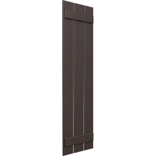 Ekena Millwork True Fit PVC Three Board Spaced Board-n-Batten Shutters, Raisin Brown, 17 1/8W x 32H, PR - TFP101SBF17X032TB