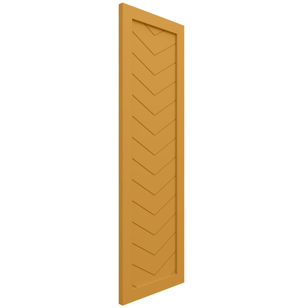 Ekena Millwork True Fit PVC Single Panel Chevron Modern Style Fixed Mount Shutters, Turmeric, 18W x 40H, PR - TFP001CV18X040TU