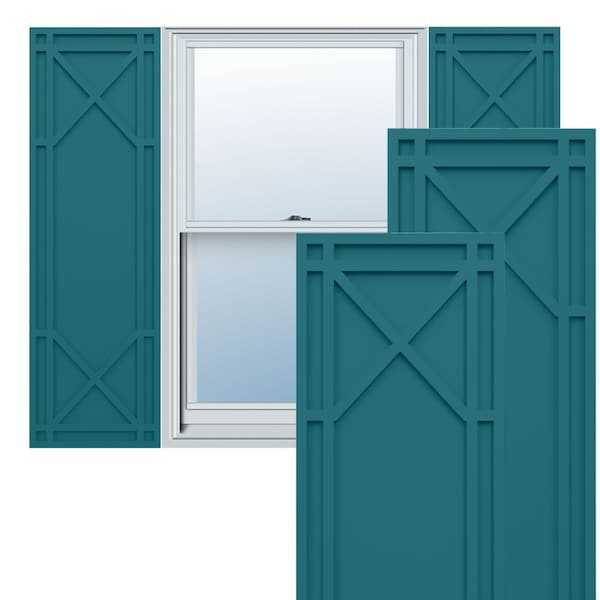 Ekena Millwork True Fit PVC Bungalow Fixed Mount Shutters, Antigua, 18W x 33H, PR - TFP001BG18X033AN