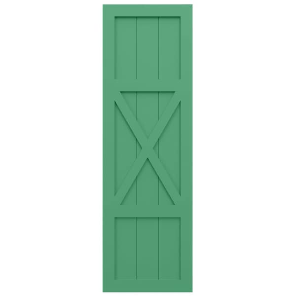 Ekena Millwork True Fit PVC Center X-Board Farmhouse Fixed Mount Shutters, Lilly Pads , 18W x 35H, PR - TFP107FH18X035LP