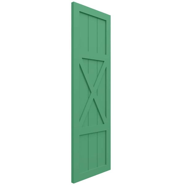 Ekena Millwork True Fit PVC Center X-Board Farmhouse Fixed Mount Shutters, Lilly Pads , 18W x 35H, PR - TFP107FH18X035LP