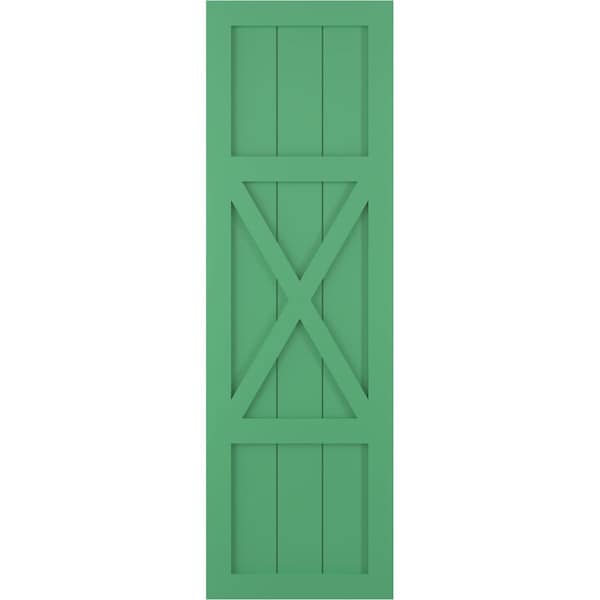 Ekena Millwork True Fit PVC Center X-Board Farmhouse Fixed Mount Shutters, Lilly Pads , 18W x 35H, PR - TFP107FH18X035LP