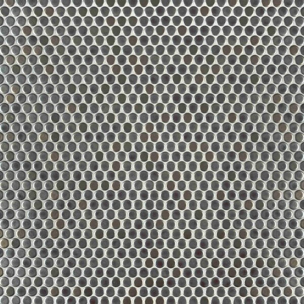 Msi Penny Round Metallico 12.2 in. x 11.3 in. x 6mm Glossy Porcelain Mesh-Mounted Mosaic Tile, 15PK - ZOR-MD-0516
