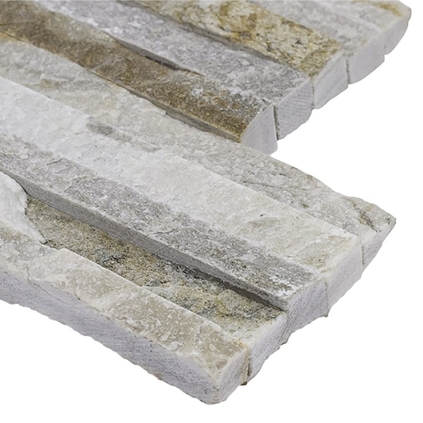 Msi Golden Honey Pencil Splitface Ledger Corner 6 in.  X 18 in.  Natural Quartzite Wall Tile, 6PK - ZOR-PNL-0125