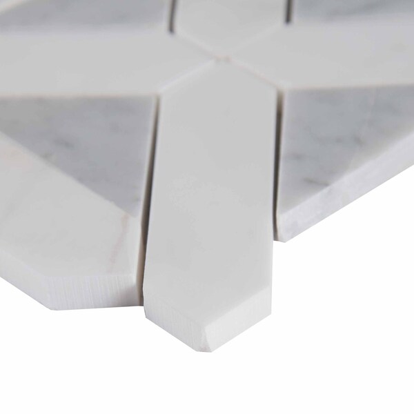 Msi Bianco Dolomite Geometrica 12 In. X 12 In. X 10 Mm Polished Marble Mesh-Mounted Mosaic Tile, 10PK - ZOR-MD-0159