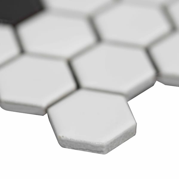 Msi Black And White 10.35 In. X 11.93 In. Matte Porcelain Mesh-Mounted Mosaic Tile, 15PK - ZOR-MD-0358