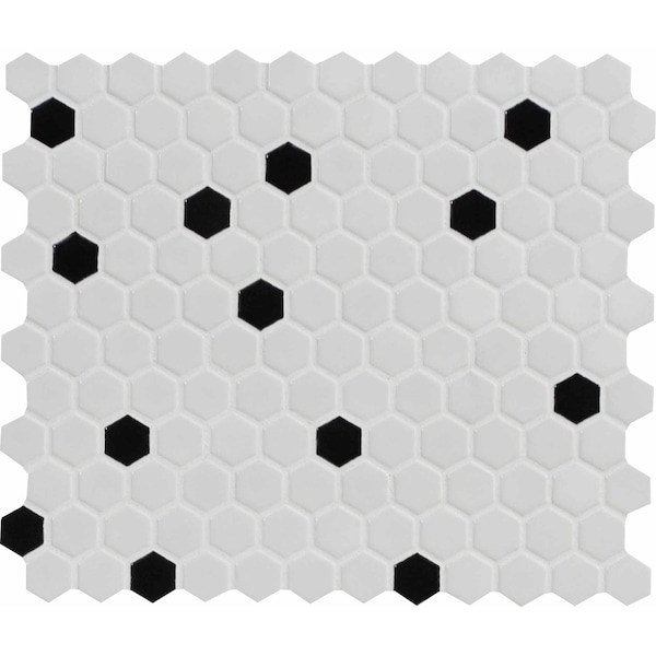 Msi Black And White 10.35 In. X 11.93 In. Matte Porcelain Mesh-Mounted Mosaic Tile, 15PK - ZOR-MD-0358