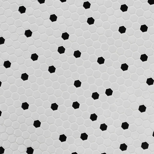 Msi Black And White 10.35 In. X 11.93 In. Matte Porcelain Mesh-Mounted Mosaic Tile, 15PK - ZOR-MD-0358