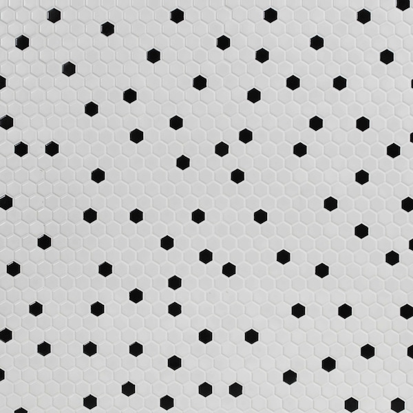 Msi Black And White 10.35 In. X 11.93 In. Matte Porcelain Mesh-Mounted Mosaic Tile, 15PK - ZOR-MD-0358