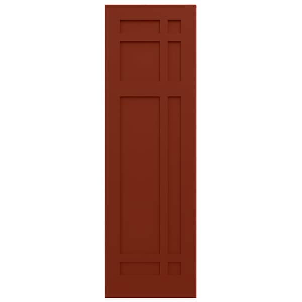 Ekena Millwork True Fit PVC San Juan Capistrano Mission Style Fixed Mount Shutters, Pepper Red, 12W x 26H, PR - TFP001SJ12X026MR