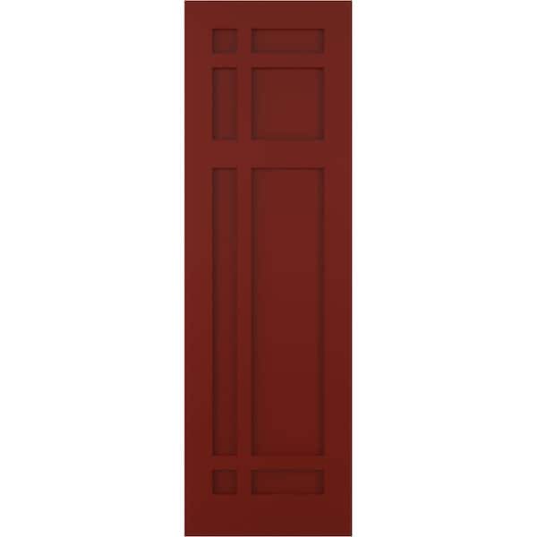 Ekena Millwork True Fit PVC San Juan Capistrano Mission Style Fixed Mount Shutters, Pepper Red, 12W x 26H, PR - TFP001SJ12X026MR
