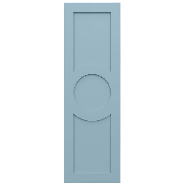 Ekena Millwork True Fit PVC Center Circle Arts & Crafts Fixed Mount Shutters, Peaceful Blue, 12W x 57H, PR - TFP001AC12X057SB