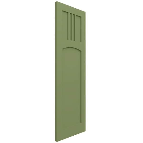 Ekena Millwork True Fit PVC San Miguel Mission Style Fixed Mount Shutters, Moss Green, 12W x 28H, PR - TFP001SM12X028MG