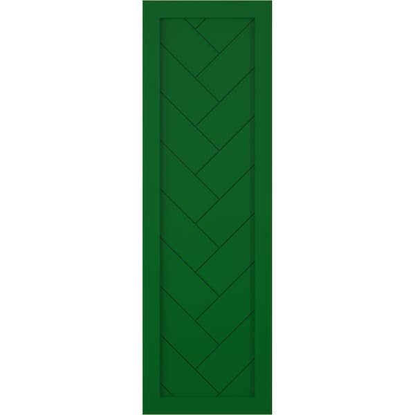 Ekena Millwork True Fit PVC Single Panel Herringbone Modern Style Fixed Mount Shutters, Viridian Green, 12"W x 51"H - TFP001HB12X051HG