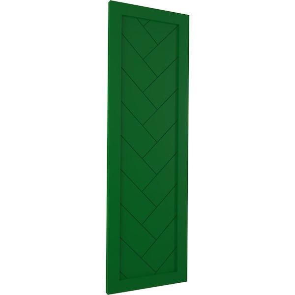 Ekena Millwork True Fit PVC Single Panel Herringbone Modern Style Fixed Mount Shutters, Viridian Green, 12"W x 51"H - TFP001HB12X051HG
