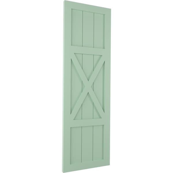 Ekena Millwork True Fit PVC Center X-Board Farmhouse Fixed Mount Shutters, Seaglass , 15W x 54H, PR - TFP107FH15X054SG