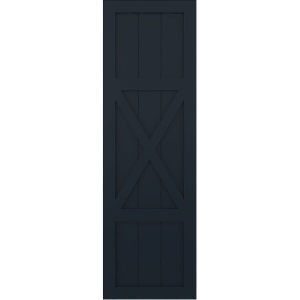 Ekena Millwork True Fit PVC Center X-Board Farmhouse Fixed Mount Shutters, Starless Night Blue , 12W x 61H, PR - TFP107FH12X061OB