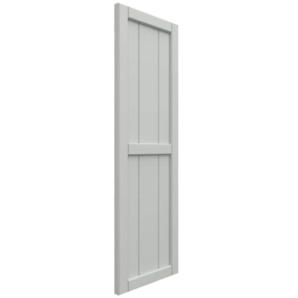 Ekena Millwork True Fit PVC, Two Board Framed Board-n-Batten Shutters, Hailstorm Gray, 10 3/4W x 79H, PR - TFP101BF11X079ST