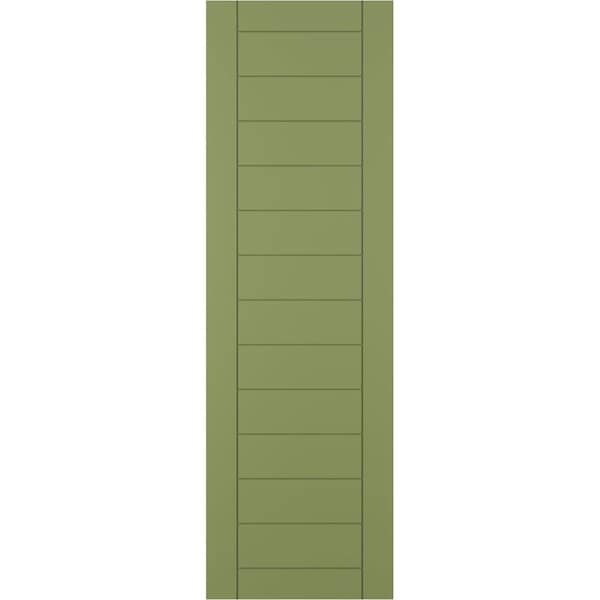 Ekena Millwork True Fit PVC Horizontal Slat Framed Modern Style Fixed Mount Shutters, Moss Green, 15W x 71H, PR - TFP001HF15X071MG