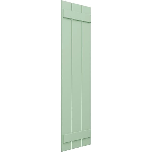 Ekena Millwork True Fit PVC, Three Board Spaced Board-n-Batten Shutters, Seaglass, 17 1/8W x 31H, PR - TFP101SBF17X031SG