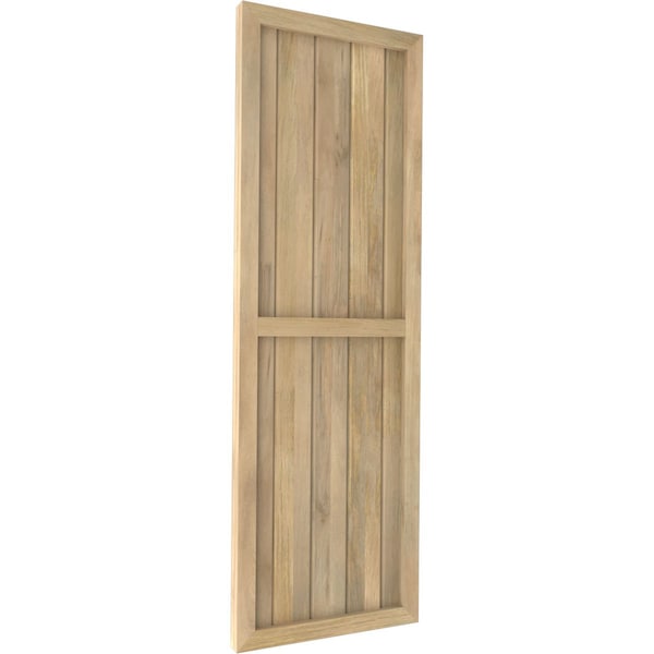 Ekena Millwork Americraft 5-Board Exterior Wood 2 Equal Panel Framed Board-n-Batten Shutters, ARW101BF518X61UNH, PR - ARW101BF518X61UNH