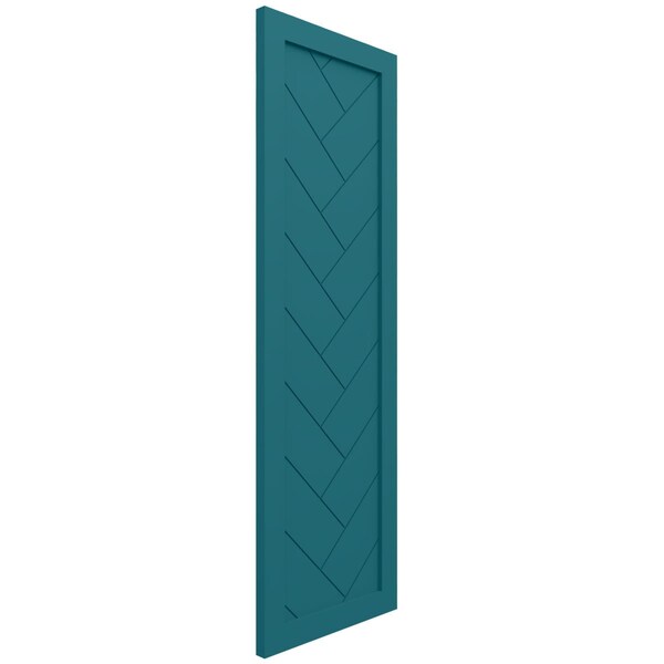 Ekena Millwork True Fit PVC Single Panel Herringbone Modern Style Fixed Mount Shutters, Antigua, 15W x 57H, PR - TFP001HB15X057AN