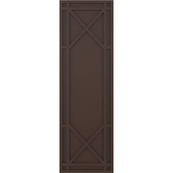Ekena Millwork True Fit PVC Bungalow Fixed Mount Shutters, Raisin Brown, 12W x 73H, PR - TFP001BG12X073TB