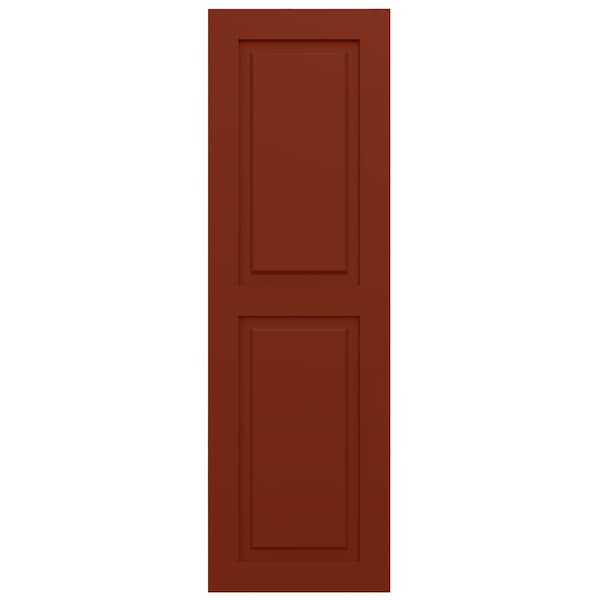 Ekena Millwork True Fit PVC Two Equal Raised Panel Shutters, Pepper Red, 15W x 65H, PR - TFP101RPF15X065MR