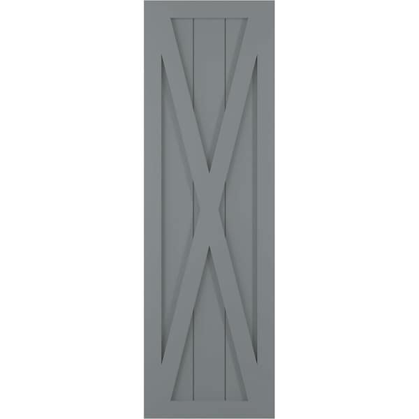Ekena Millwork True Fit PVC Single X-Board Farmhouse Fixed Mount Shutters, Ocean Swell, 15W x 73H, PR - TFP001FH15X073CH