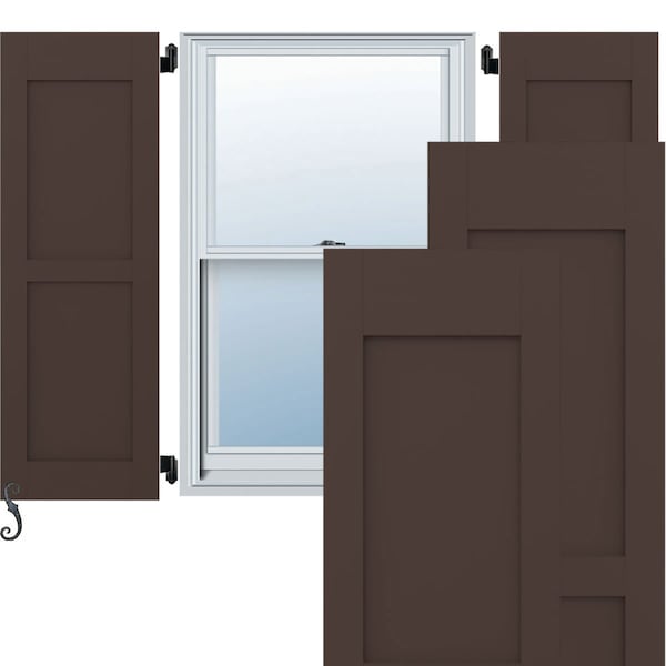 Ekena Millwork Americraft 2 Equal Flat Panel Exterior Real Wood Shutters, RW101FP12X72TBH, PR - RW101FP12X72TBH
