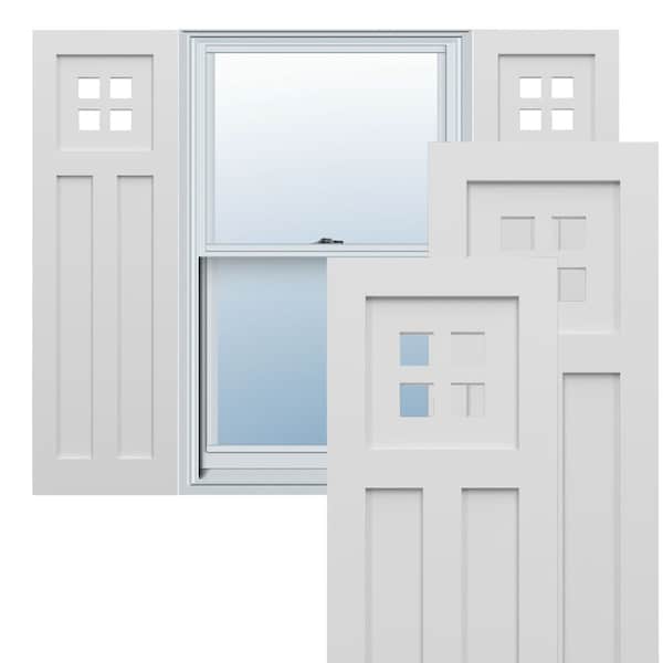 Ekena Millwork True Fit PVC San Antonio Mission Style Fixed Mount Shutters, White, 18W x 69H, PR - TFP001ST18X069WH