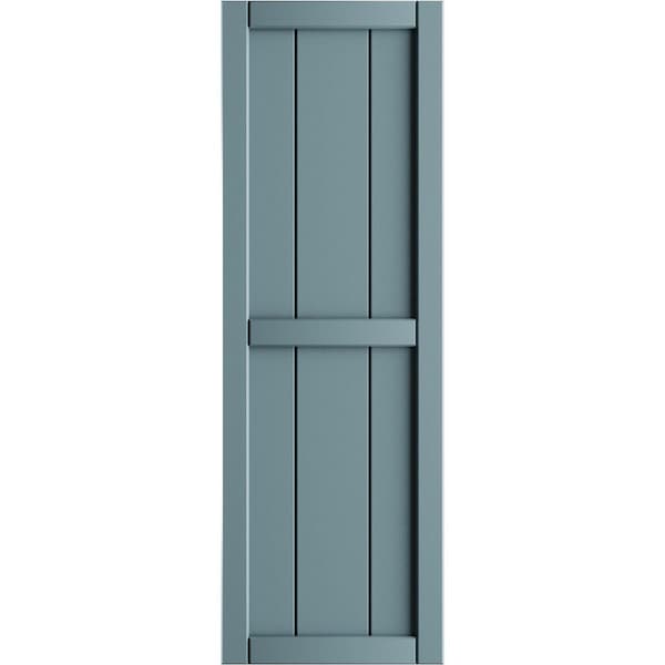 Ekena Millwork True Fit PVC, Four Board Framed Board-n-Batten Shutters, Peaceful Blue, 21 1/2W x 44H, PR - TFP101BF21X044SB