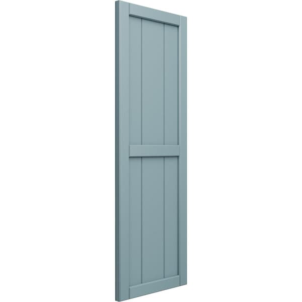 Ekena Millwork True Fit PVC, Four Board Framed Board-n-Batten Shutters, Peaceful Blue, 21 1/2W x 44H, PR - TFP101BF21X044SB
