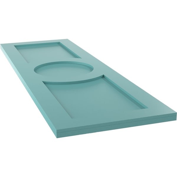 Ekena Millwork True Fit PVC Center Circle Arts & Crafts Fixed Mount Shutters, Pure Turquoise, 12W x 65H, PR - TFP001AC12X065PT