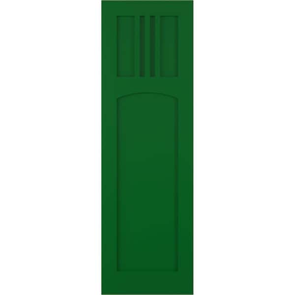 Ekena Millwork True Fit PVC San Miguel Mission Style Fixed Mount Shutters, Viridian Green, 15W x 50H, PR - TFP001SM15X050HG