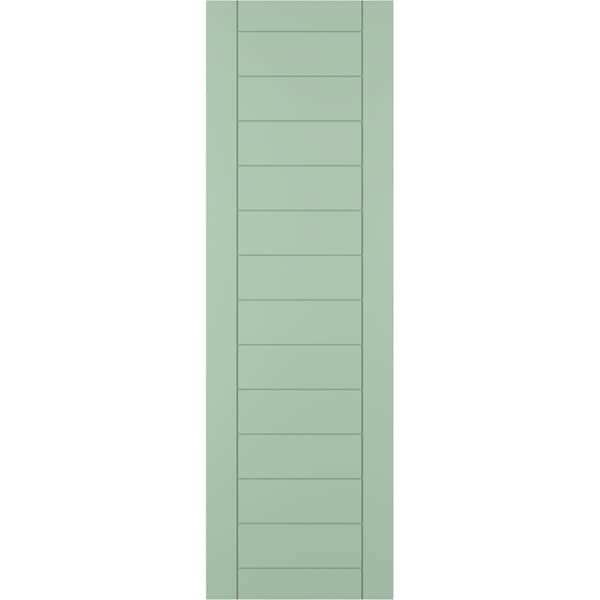 Ekena Millwork True Fit PVC Horizontal Slat Framed Modern Style Fixed Mount Shutters, Seaglass, 12W x 38H, PR - TFP001HF12X038SG