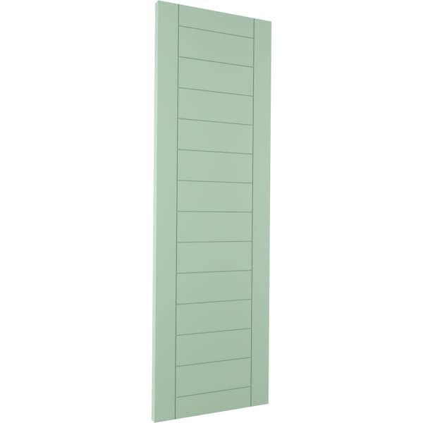 Ekena Millwork True Fit PVC Horizontal Slat Framed Modern Style Fixed Mount Shutters, Seaglass, 12W x 38H, PR - TFP001HF12X038SG