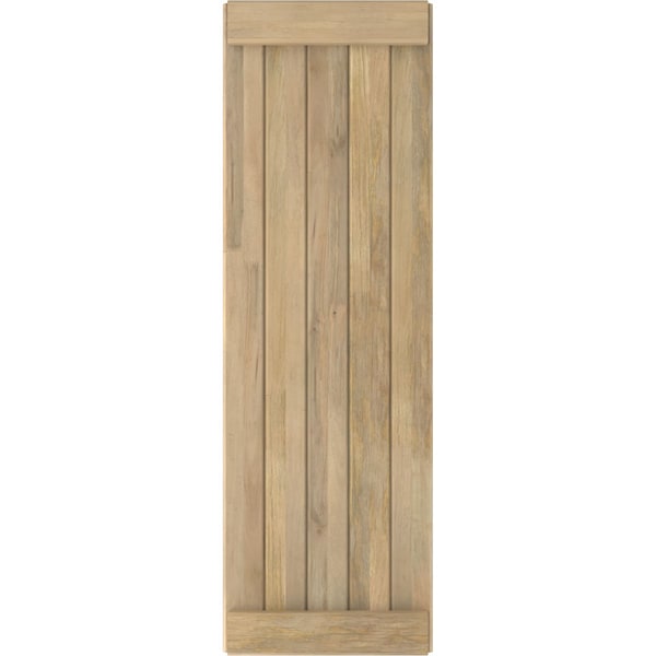 Ekena Millwork Americraft 5-Board Exterior Wood Joined Board-n-Batten Shutters w/ End Batten, ARW103BB518X52UNH, PR - ARW103BB518X52UNH