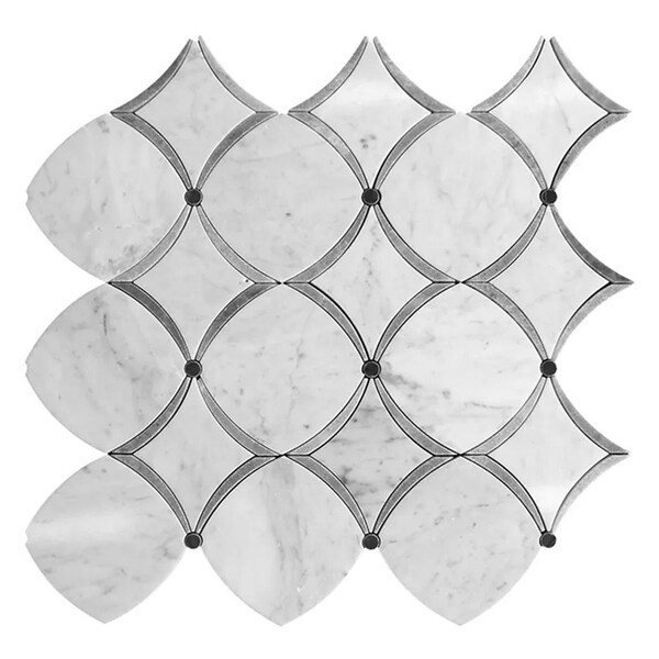 Apollo Tile 12x12 in. Polished Stone White, Gray Stone Diamond Wall and Floor Tile 4.83 sq ft/case, 5PK - APLTRL887A