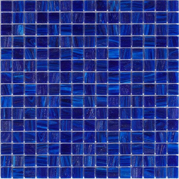 Apollo Tile Celestial 12 in. x 12 in. Glossy Egyptian Blue Glass Mosaic Wall and Floor Tile 20 sqft/case, 20PK - APLST88BL542A