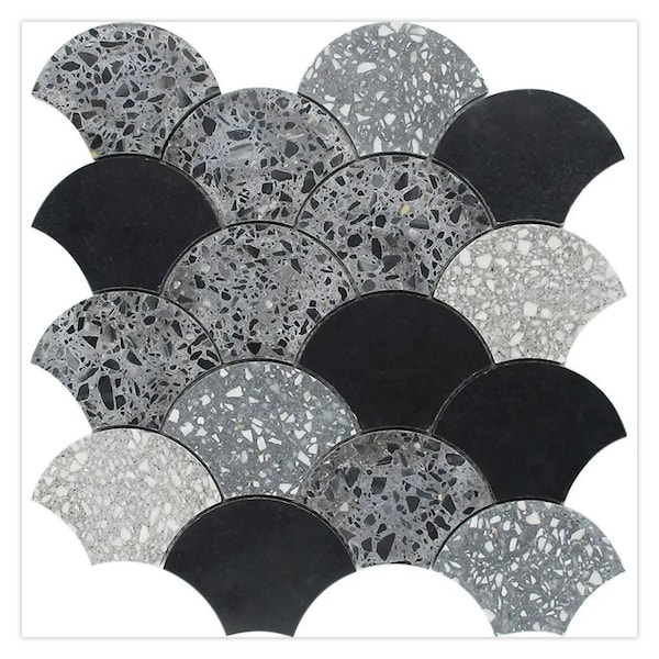 Apollo Tile Stellare 12 x 12 in. Honed Black, Gray Terrazzo, Wall and Floor Tile 5 sq ft/case, 5PK - APLVNZ8802SCA