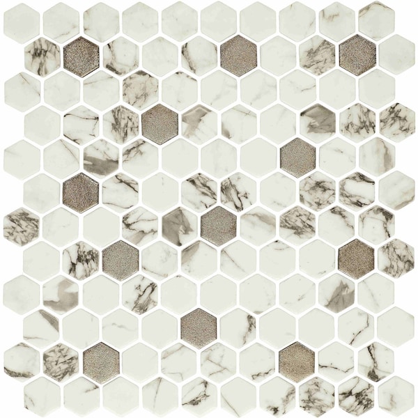 Daltile Uptown Glass 1in Hexagon Mosaic, 16.92 SQFT Per Carton, 18PK - UP281HEXMS1P