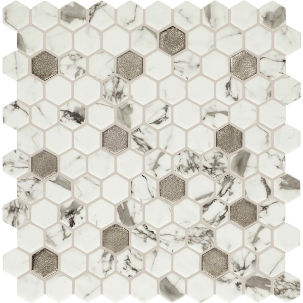 Daltile Uptown Glass 1in Hexagon Mosaic, 16.92 SQFT Per Carton, 18PK - UP281HEXMS1P