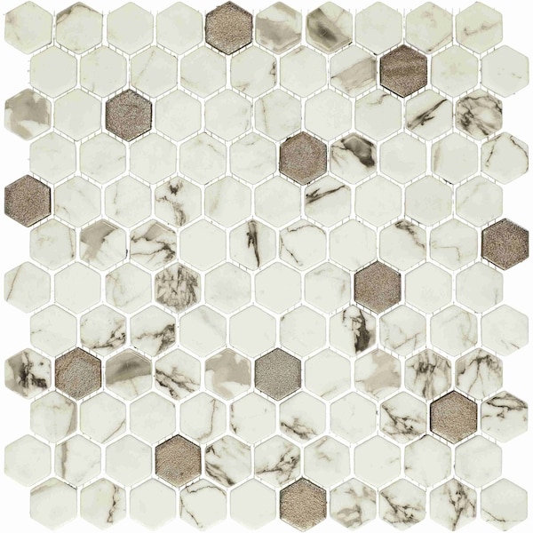 Daltile Uptown Glass 1in Hexagon Mosaic, 16.92 SQFT Per Carton, 18PK - UP281HEXMS1P