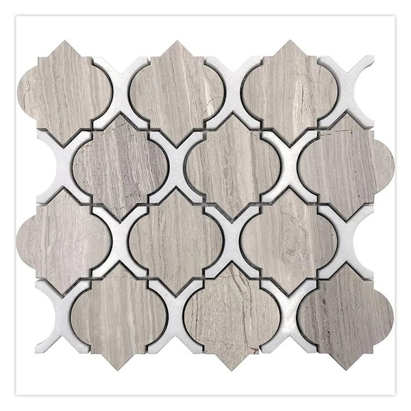 Apollo Tile 10x11 in. Polished Soft White, Wooden Brown Marble Wall and Floor Tile 4 sq ft/case, 5PK - APLTRL8828A