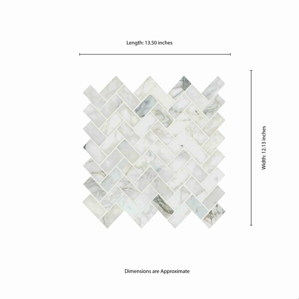 Msi Calacatta Cressa Herringbone 12 In. X 12 In. X 10 Mm Honed Marble Mesh-Mounted Mosaic Tile, 10PK - ZOR-MD-0140