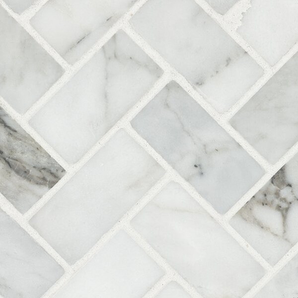 Msi Calacatta Cressa Herringbone 12 In. X 12 In. X 10 Mm Honed Marble Mesh-Mounted Mosaic Tile, 10PK - ZOR-MD-0140