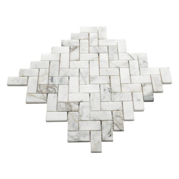 Msi Calacatta Cressa Herringbone 12 In. X 12 In. X 10 Mm Honed Marble Mesh-Mounted Mosaic Tile, 10PK - ZOR-MD-0140