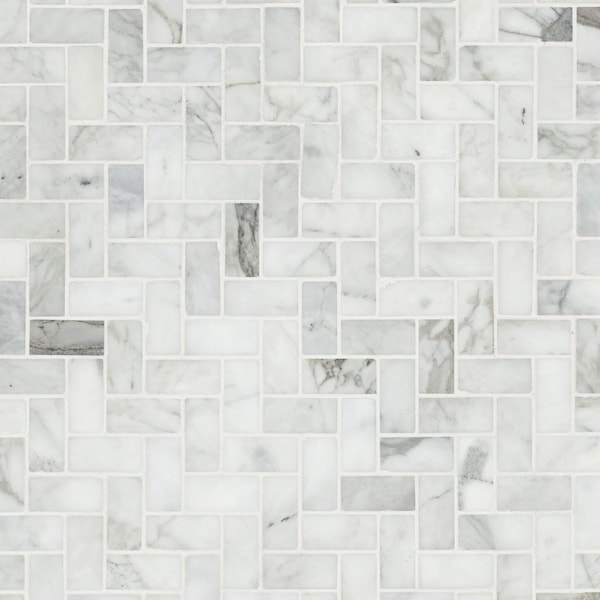 Msi Calacatta Cressa Herringbone 12 In. X 12 In. X 10 Mm Honed Marble Mesh-Mounted Mosaic Tile, 10PK - ZOR-MD-0140