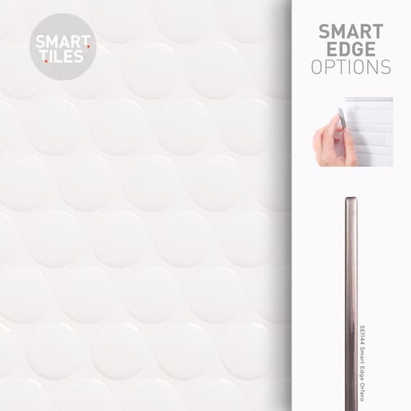 Smart Tiles Smart Tiles 8.95 in. W X 8.98 in. L White Glazed Vinyl Adhesive Wall Tile 4 pc - SM1184G-04-QG